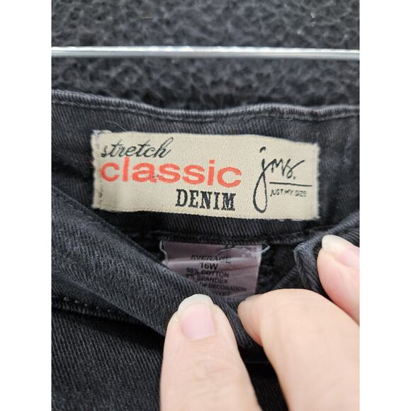 Just My Size Womens Pants Black Size 16W Cotton Blend Stretch Button Zip Pockets - Picture 6 of 12